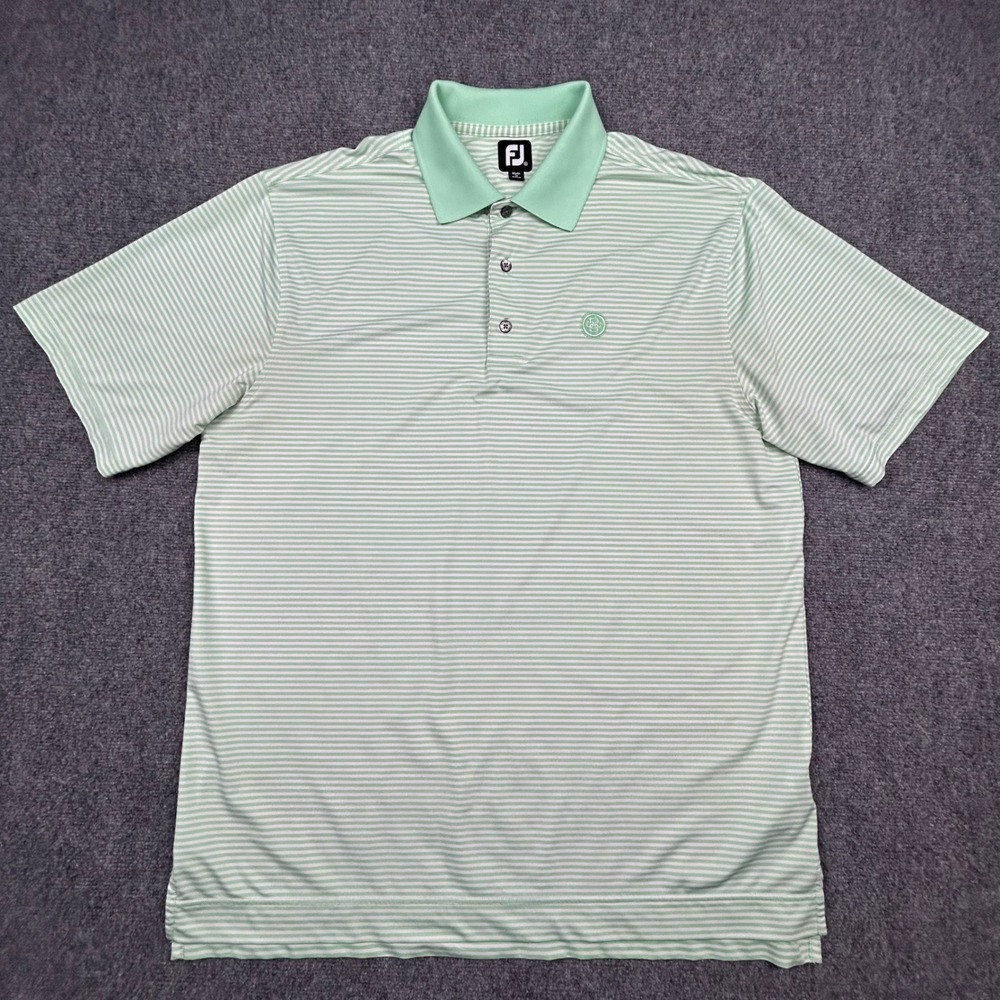 FootJoy Polo‎ Shirt Mens XL Green Striped ProDry Performance Golf Athletic Top